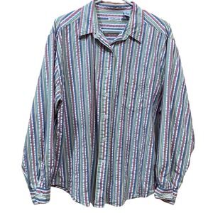 Talbots Womens XL Striped Cotton Button‎ Up Shirt Multicolor Long Sleeve Top